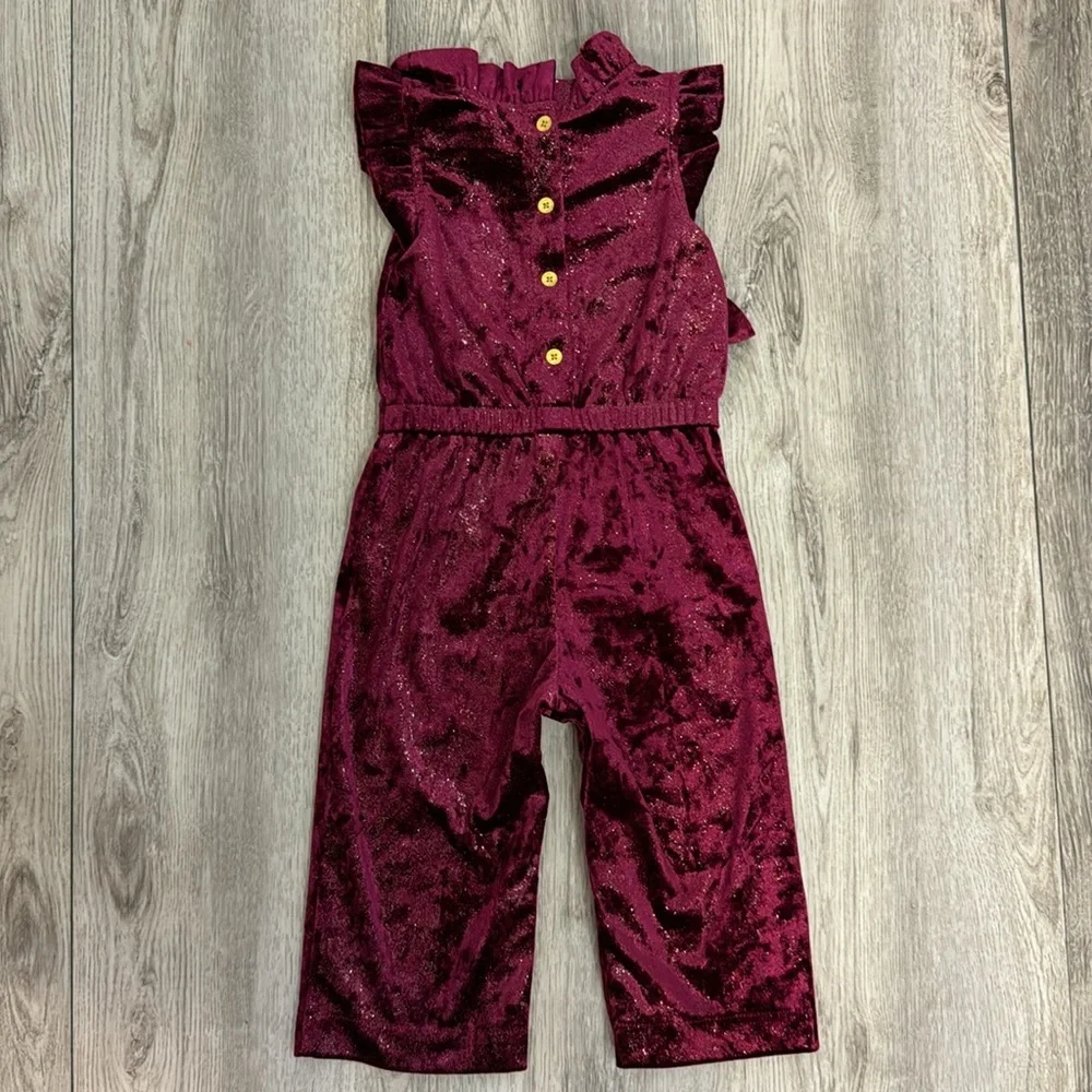 Genuine Kids by Oshkosh girls 18 months burgundy red and gold shimmer jumpsuit